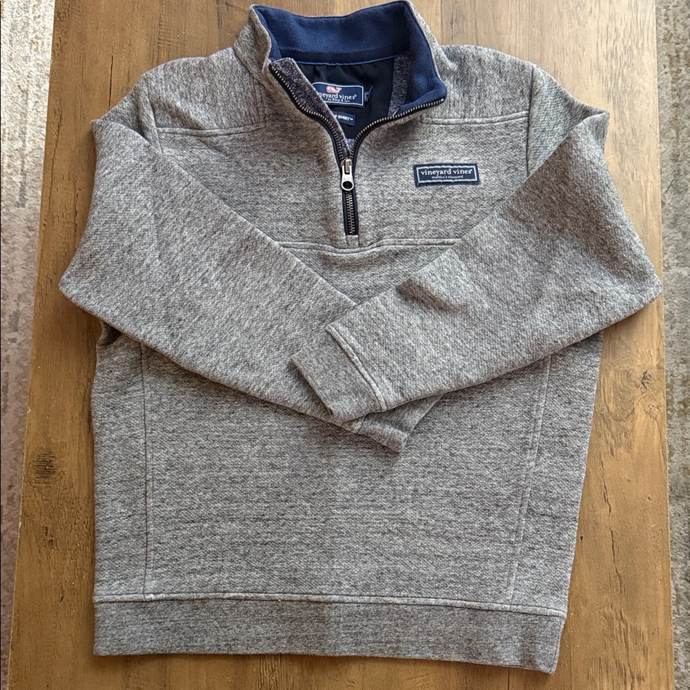 Vineyard Vines Heather Gray Zip-Up Sweater